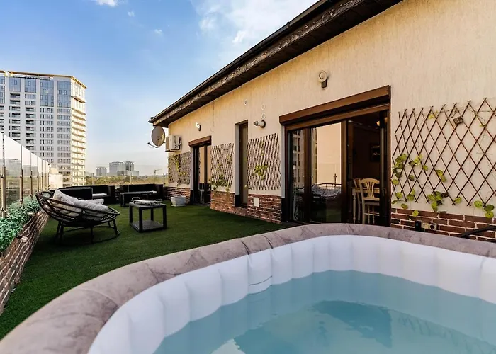Downtown Floreasca Penthouse W Jacuzzi&terrace Apartament Bucureşti